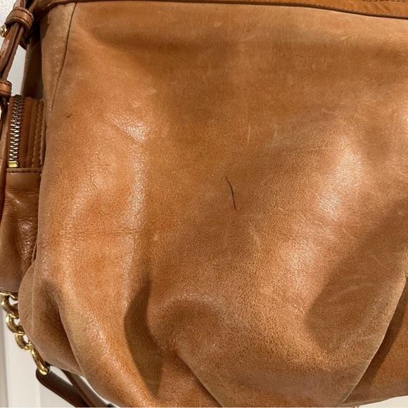 Badgley Mischka Janet Bag in Distressed Saddle Tan Leather with Dust Bag - Picture 3 of 16